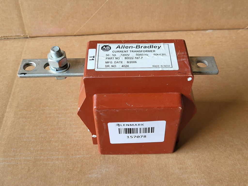 ALLEN-BRADLEY 80022-187-7 50:5A Bar-Type Current Transformer 7200V 60kV BIL MV CT