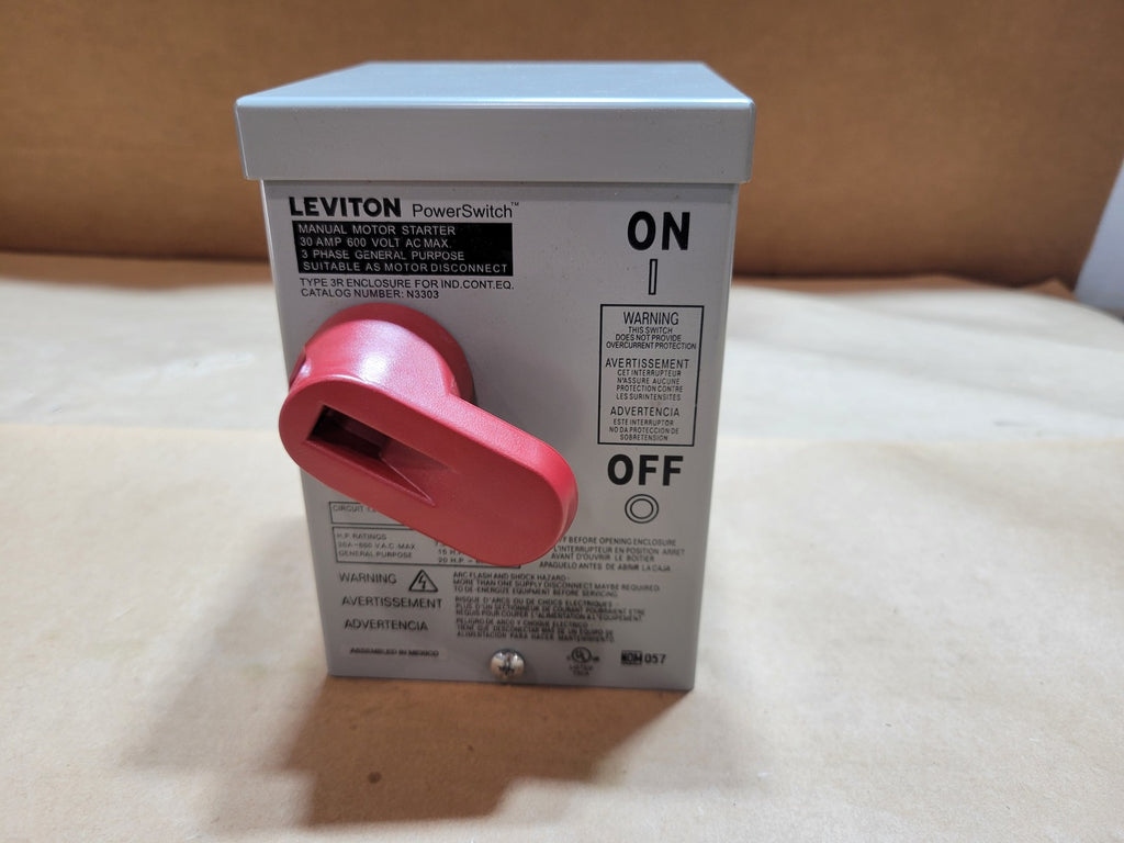 LEVITON N3303-DS 30A 600VAC 3-Pole Type 3R Manual Motor Disconnect Switch