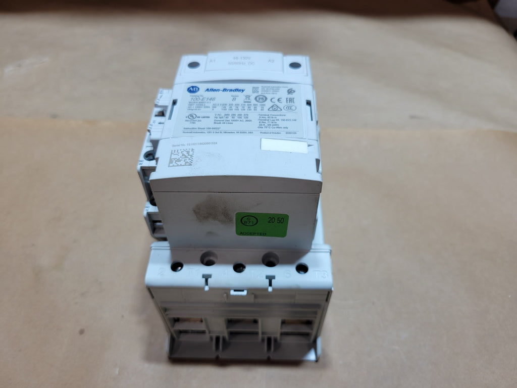 ALLEN-BRADLEY 100-E146KY11L 146A 3-Pole IEC Contactor 48-130V AC/DC Coil w/ 1NO 1NC Aux