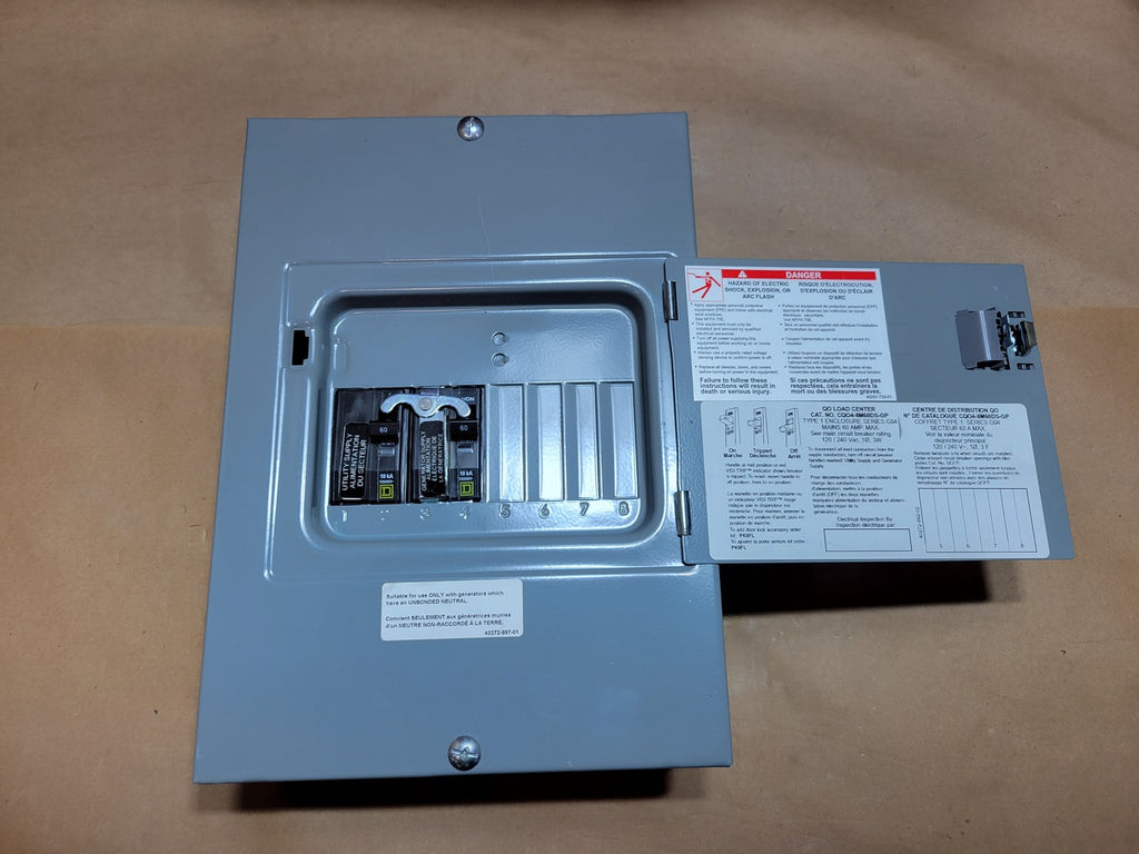 SQUARE D CQO4-8M60DS-GP 60A Manual Generator Transfer Panel 120/240V 4 Space 8 Circuit QO