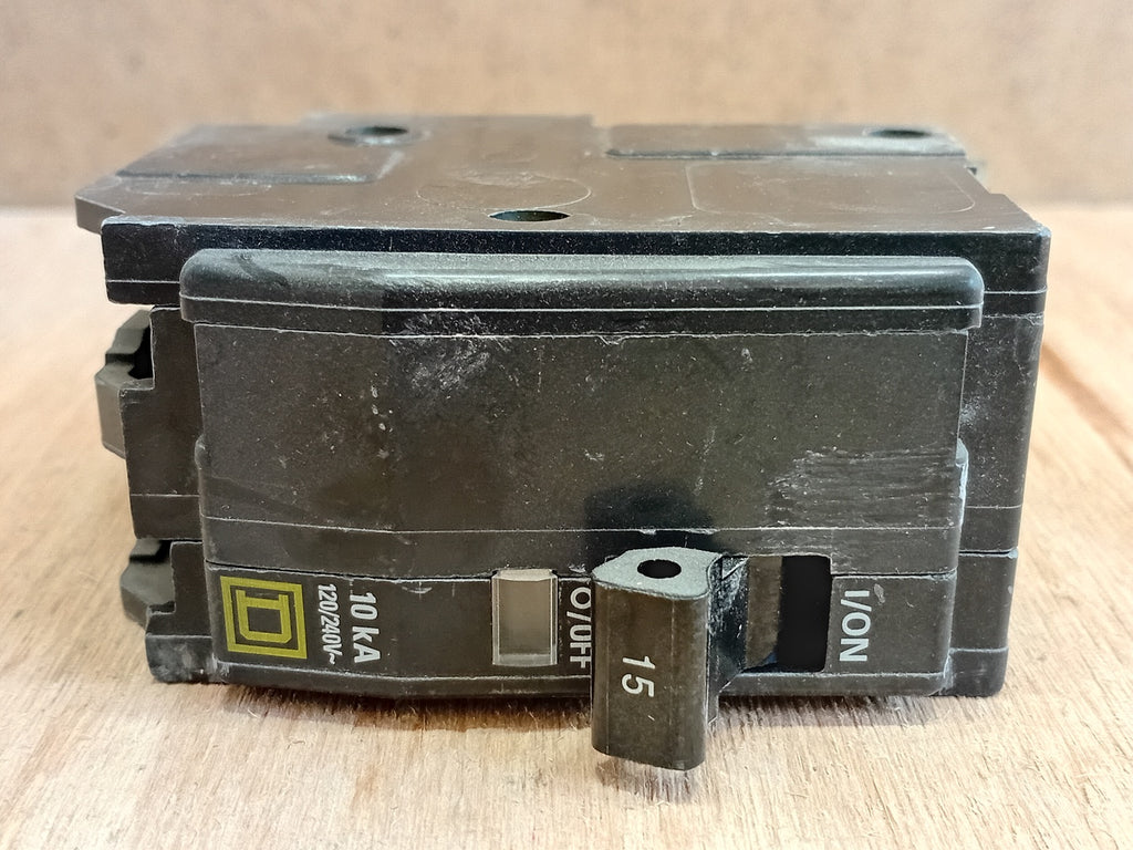 SQUARE D QOB215 15A 2-Pole Bolt-On Circuit Breaker 120/240VAC 10kA