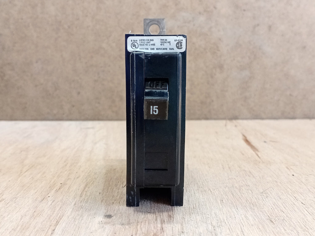CUTLER-HAMMER Quicklag BA1015 15A 1-Pole Bolt-On Circuit Breaker Type BA 120/240VAC