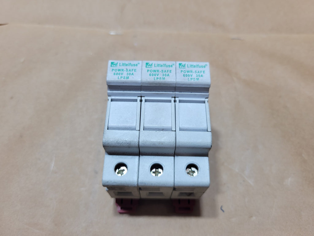 LITTELFUSE LPSM 30A 600V 3-Pole POWR-SAFE Midget Fuse Holder DIN Rail