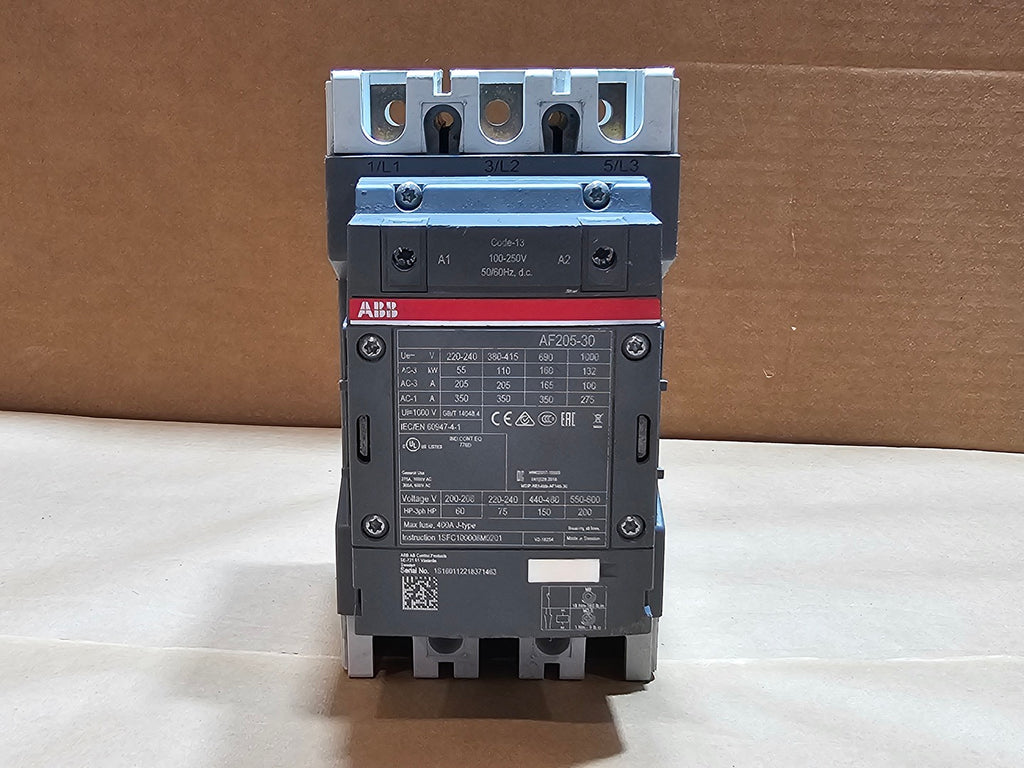 ABB 3-Pole Contactor 205A 100-250VAC/DC Coil AF205-30-00-13