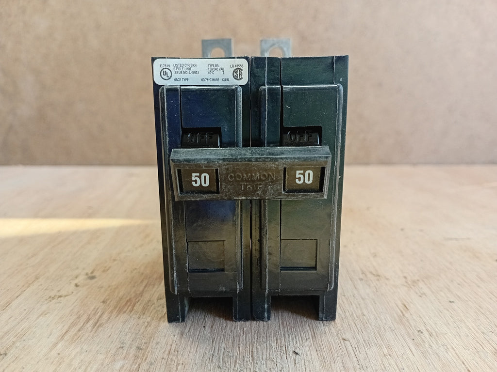 CUTLER-HAMMER Quicklag BA250 50A 2-Pole 120/240V 10kA Bolt-On Circuit Breaker