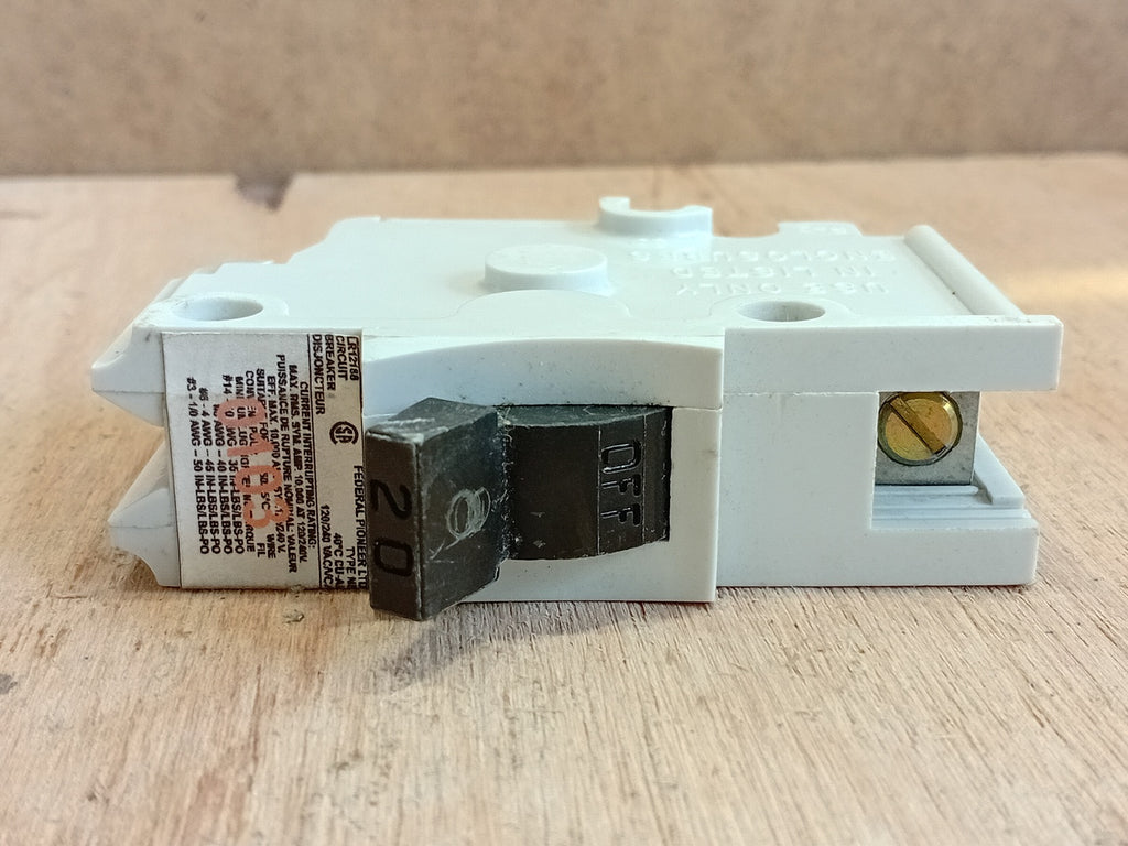 FEDERAL PIONEER NB120 20 Amp 1-Pole 120/240V 10kA Bolt-On Circuit Breaker