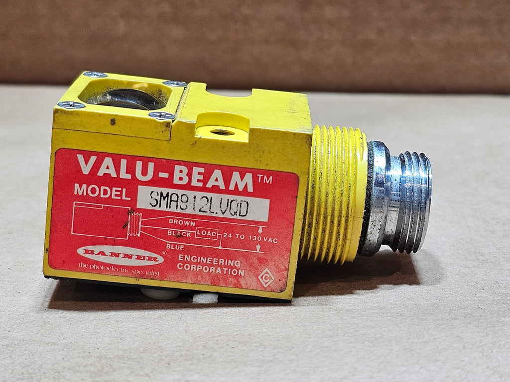 BANNER VALU-BEAM SMA912LVQD Retroreflective Photoelectric Sensor 30 ft, 24-130 VAC