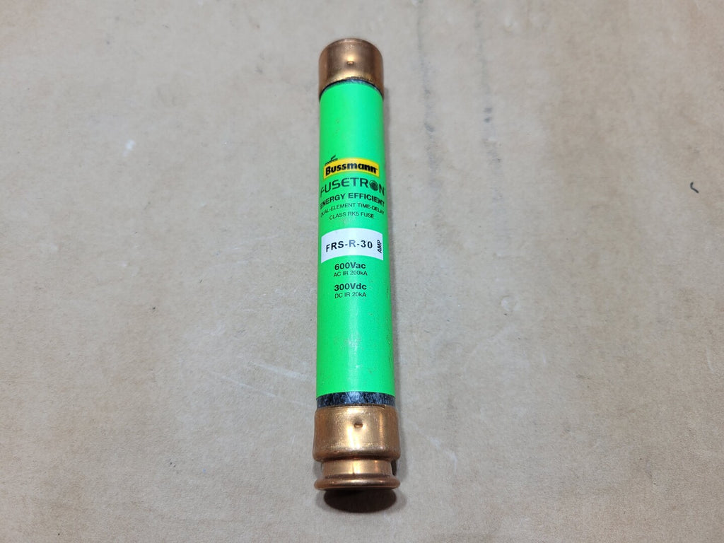 BUSSMANN 30A 600VAC/300VDC Class RK5 Dual Element Time Delay Fuse Fusetron FRS-R-30 