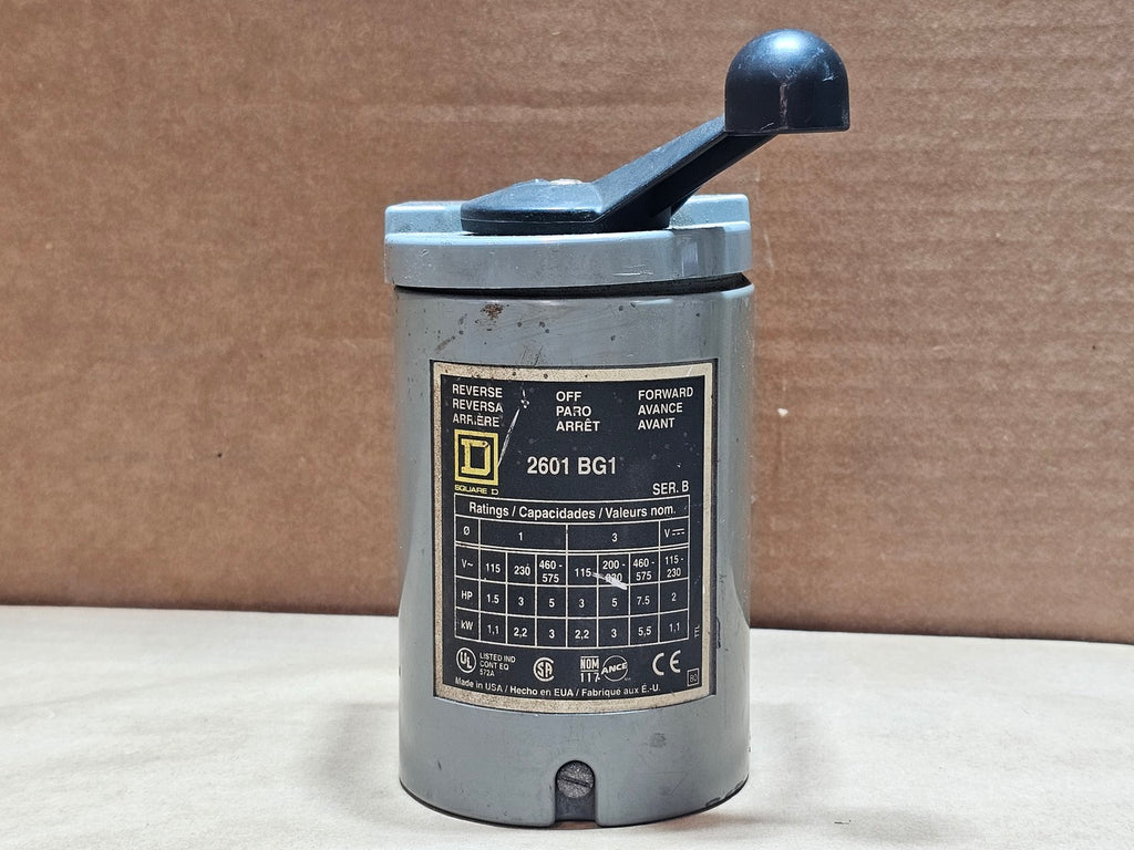 SQUARE D 2601BG1 Series B 7.5 HP 600VAC Forward-Off-Reverse Drum Switch