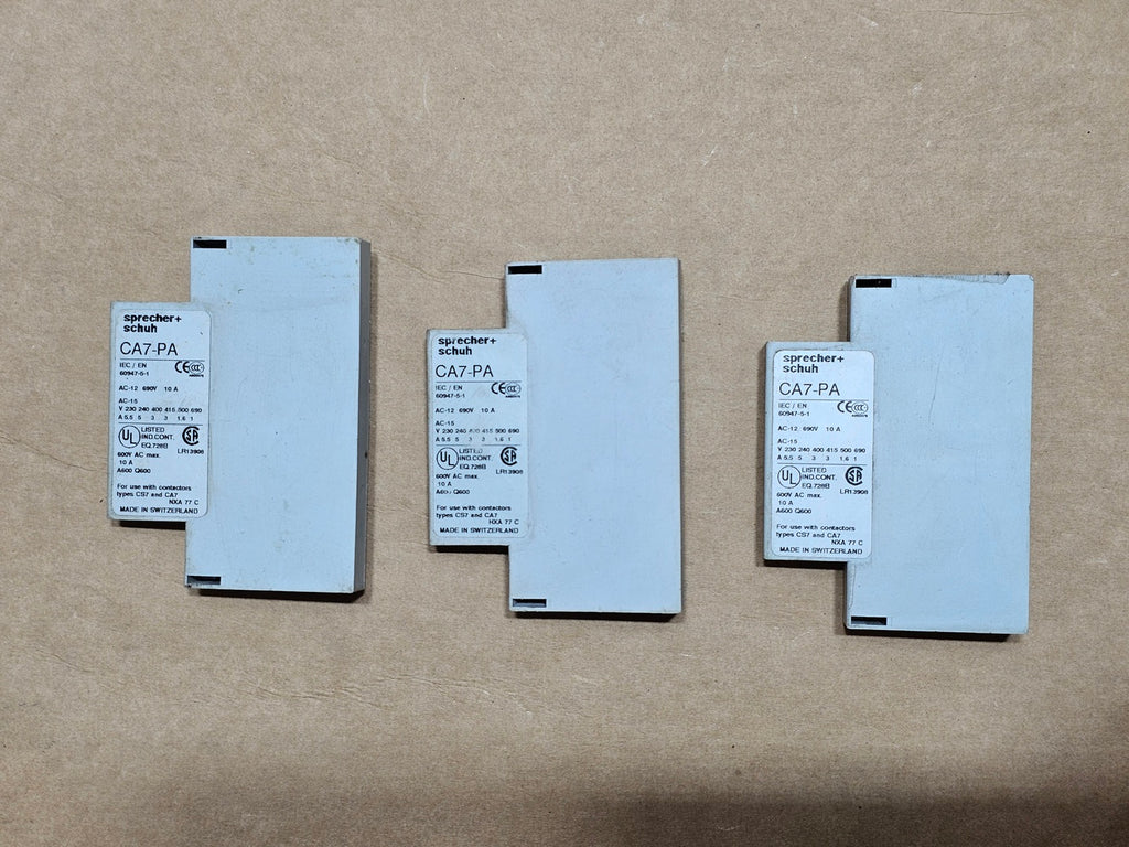 SPRECHER + SCHUH 10 Amp, 600 VAC Side Mount Auxiliary Contact Block CA7-PA-10 (Box of 3)