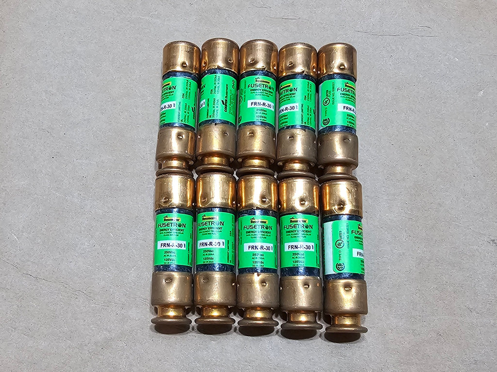 BUSSMANN 30 Amp, 250 Volt, Class RK5 Fast Acting Fuse FRN-R-30 (Box of 10)