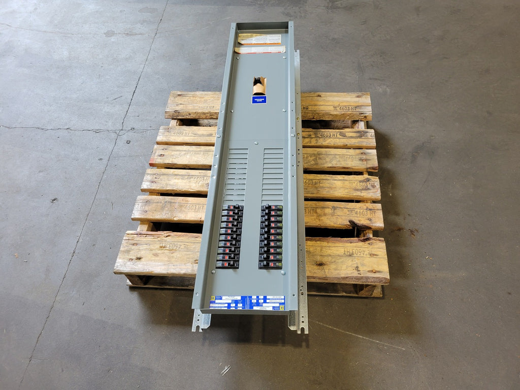 SQUARE D 125A NQOD Panelboard, 42 Space, 3PH, 4W, w/ 125A Main Breaker & (20)-20A Breakers