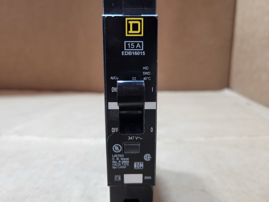 SQUARE D 15 Amp, 1 Pole, 347 Volts Circuit Breaker EDB16015