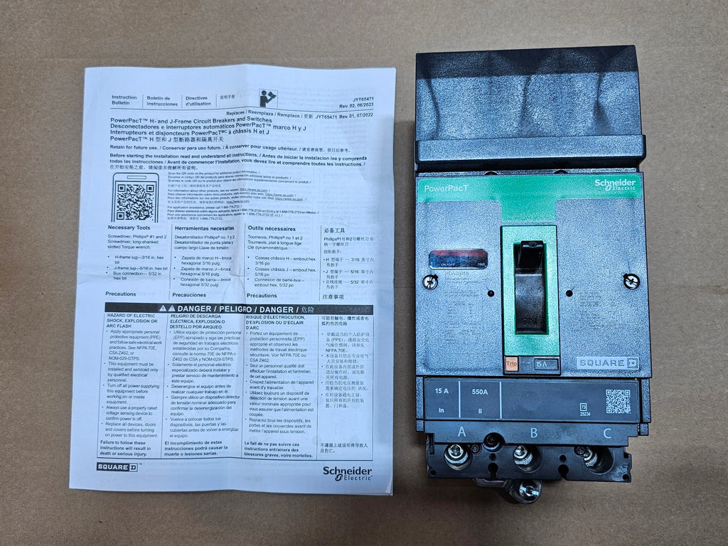 SCHNEIDER Square D 15 Amp, 3 Pole, 600 Volts Circuit Breaker HDA36015