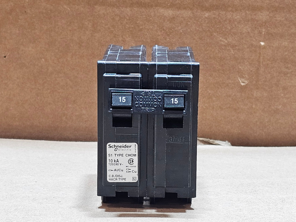 SCHNEIDER ELECTRIC CHOM215 Homeline 15A 2-Pole 120/240V 10kA Plug-On Circuit Breaker (Box of 5)
