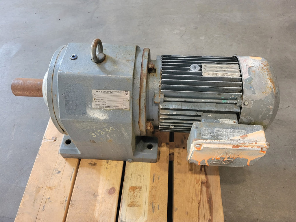 SEW-EURODRIVE DFT100L4 5 HP 230/460V 3-Phase 46.2:1 Inline Gearmotor 38 RPM