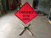 DICKE SAFETY PRODUCTS Emergency Scene Ahead 48 in. Fluorescent Pink Roll-Up Traffic Sign With Spring Stand