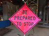 DICKE SAFETY PRODUCTS Be Prepared To Stop W3-4 Roll-Up Traffic Sign With Folding Portable Stand