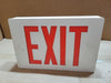 Red Letter LED Exit Sign White Plastic Housing Left Right Directional Arrows