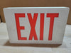 Red Letter LED Exit Sign White Plastic Housing Left Right Directional Arrows