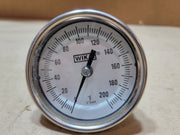 WIKA Bimetal Thermometer - 3" Dial - 0-200°F - 1/2" NPT Back Connection - 2.5" Stem