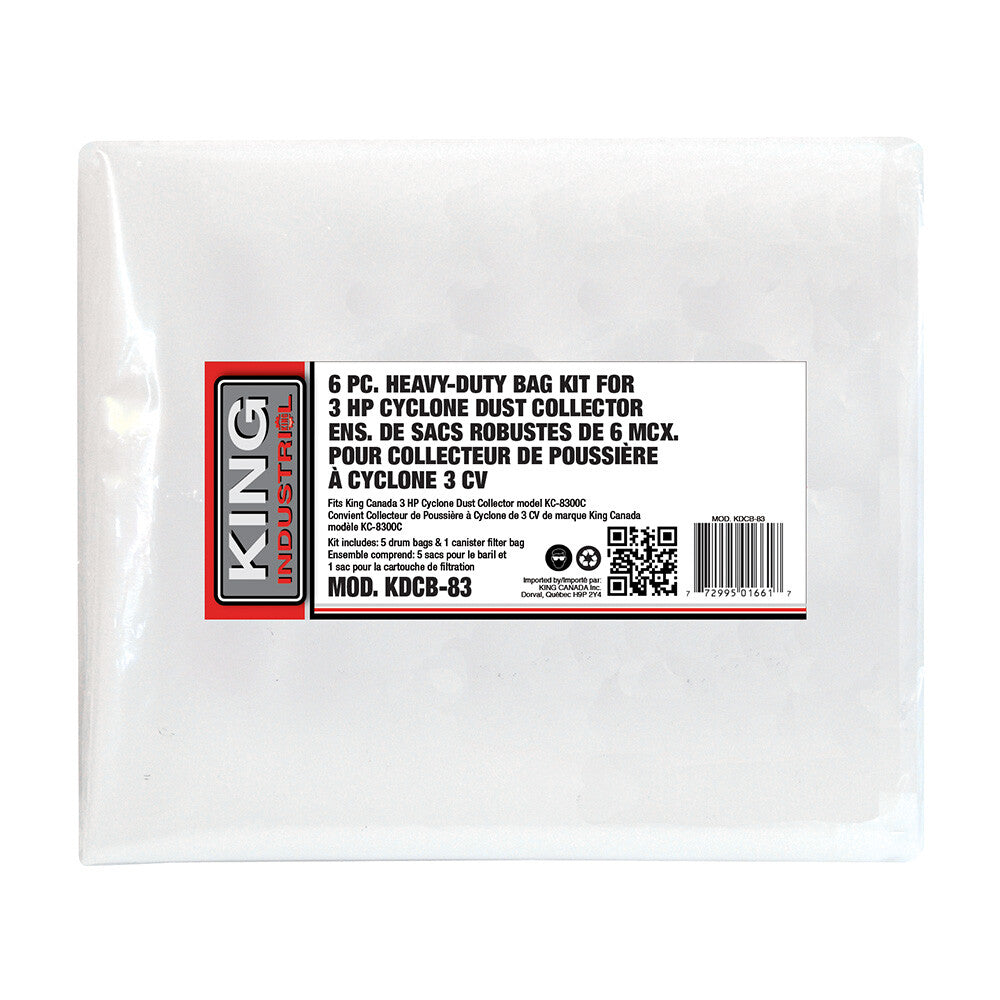 KING CANADA 6 Pc. Bag Kit for Cyclone Dust Collectors No. KDCB-83 