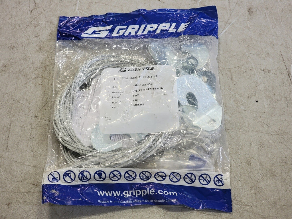 GRIPPLE Hanger Kit No.3 Eyelet 45 deg. 3/8 in. HF3-EY453/8G-10FT-R4-4P (Box of 8)