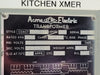 ACME ELECTRIC 112.5 kVA Transformer, 600 pri. volts, 208Y/120 sec. volts H348-15M