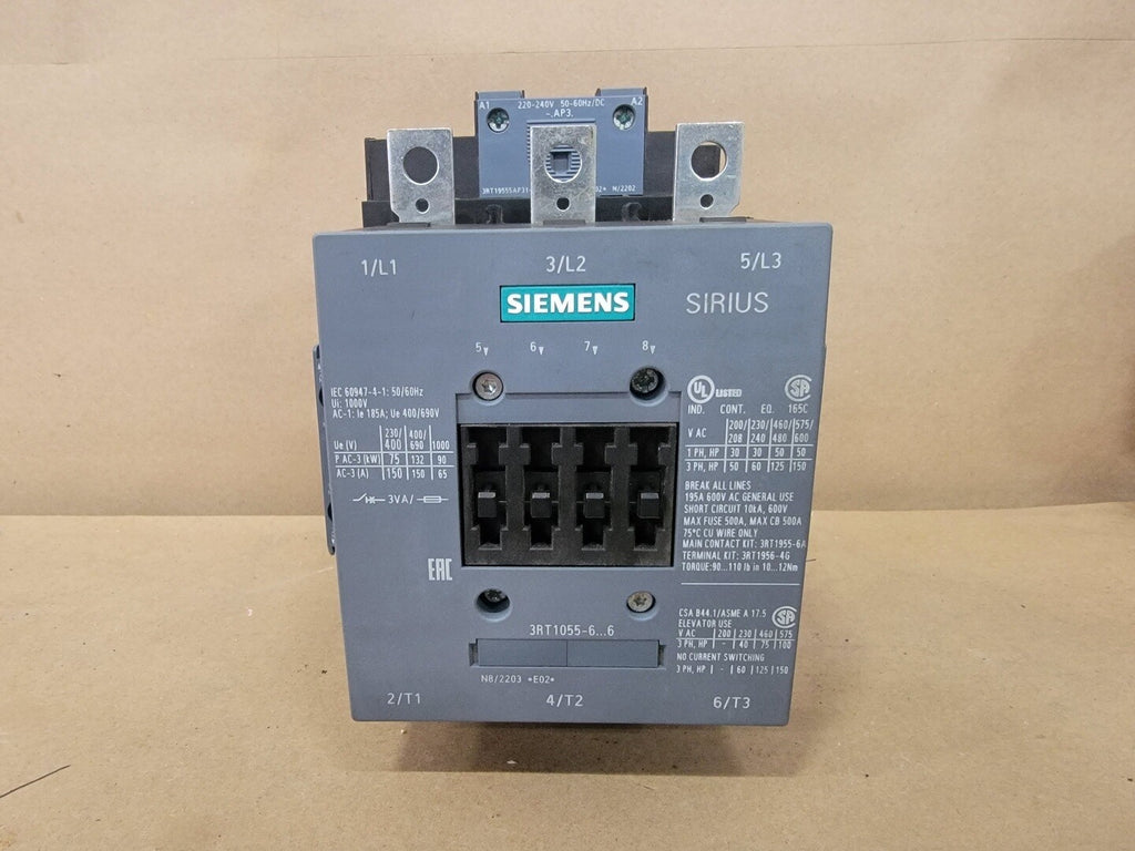 SIEMENS 50 Amp, 3-Pole, 1NO-1NC, 220-240 volts AC/DC Coil Contactor 3RH1921-1DA11