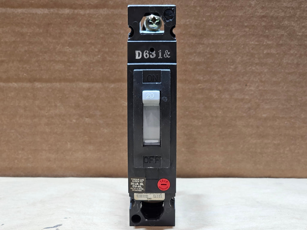 GENERAL ELECTRIC 20 Amp, 1 Pole, 277 Volt Circuit Breaker THED113020