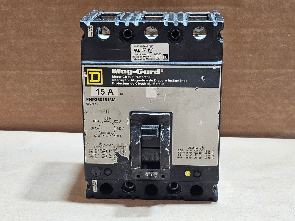 SQUARE D 15 Amp, 3 Pole, 600 Volt Circuit Breaker FHP3601513M