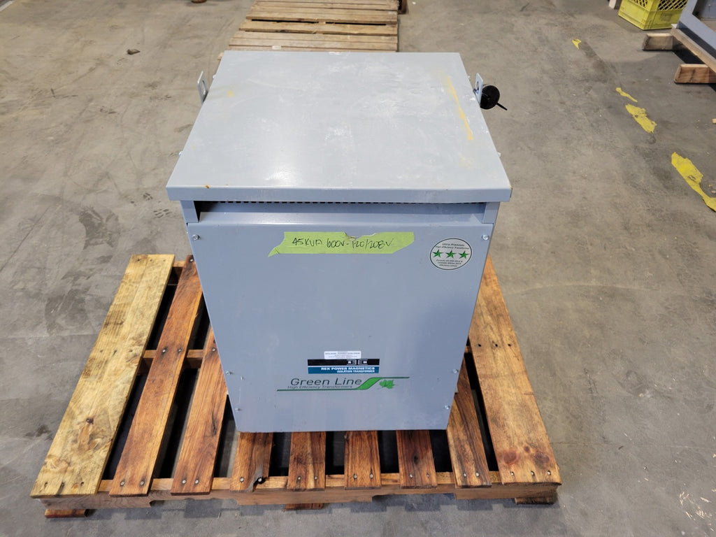 REX POWER MAGNETICS 45 kVA Transformer, 600 pri. volts, 208/120 sec. volts BA45J-M/Y1/Z3