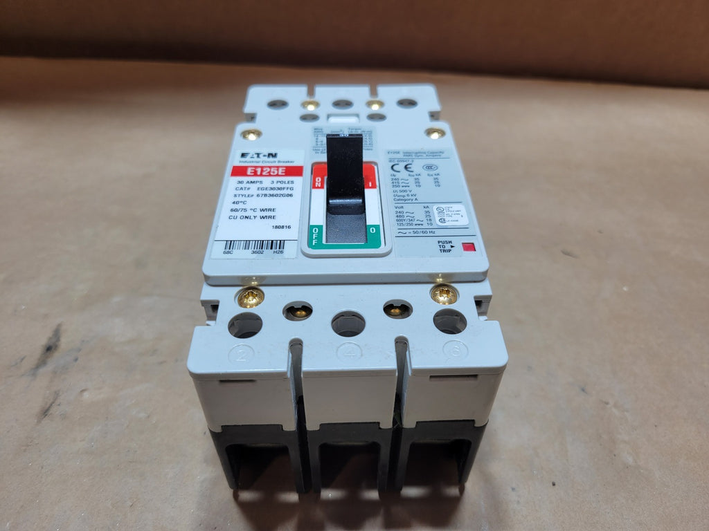 EATON 30 Amp 3 Pole 600Y/347 Volts Circuit Breaker EGE3030FFG