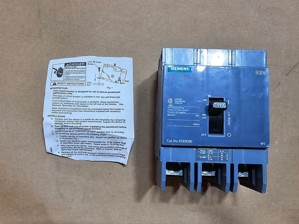 SIEMENS 50 Amp, 3 Pole, 600Y/347 Volts Circuit Breaker BQD6350