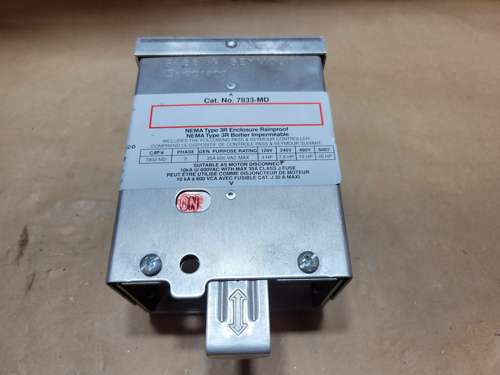 PASS & SEYMOUR 30 Amp ,600 V, 3-Pole, 3-Phase, AC Manual Motor Controller 7833-MD