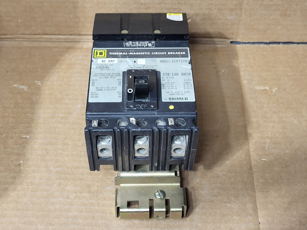 SQUARE D 40 Amp, 3 Pole, 600 Volt Circuit Breaker FA36040