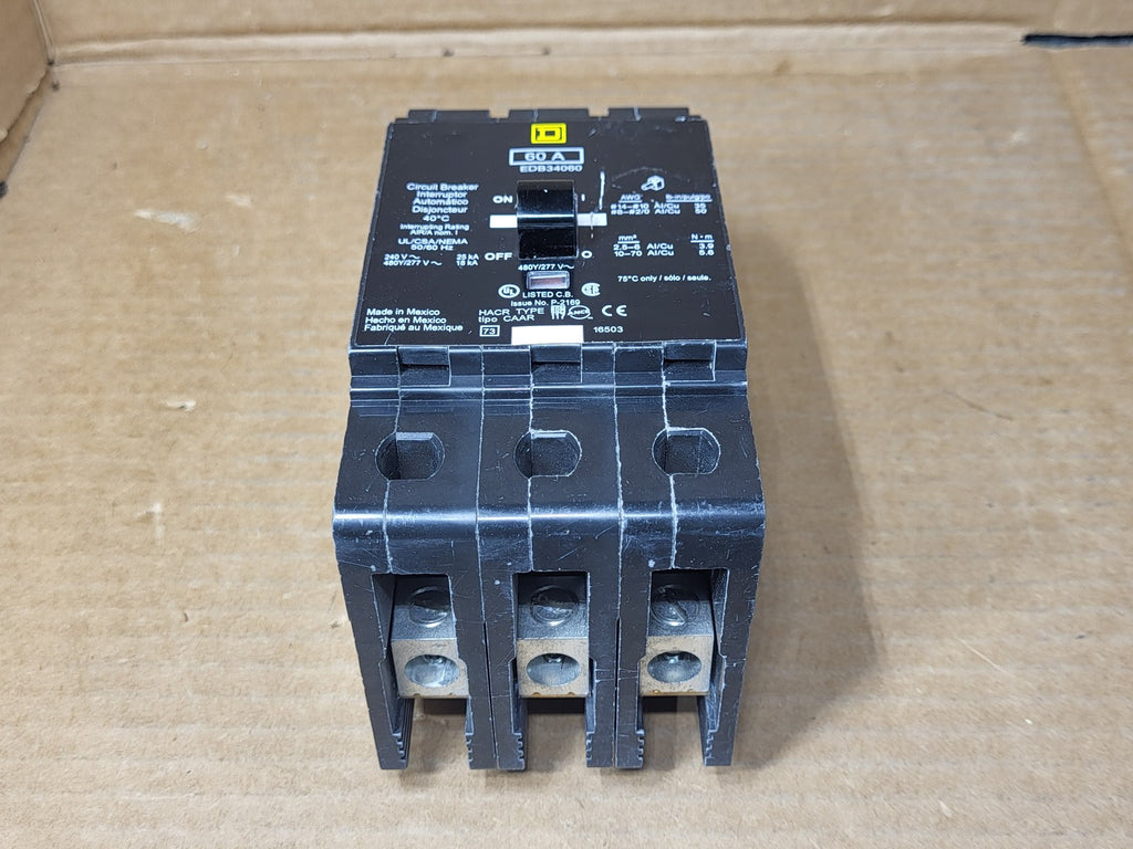 SQUARE D 60 Amp, 3 Pole, 480 Volt Circuit Breaker EDB34060