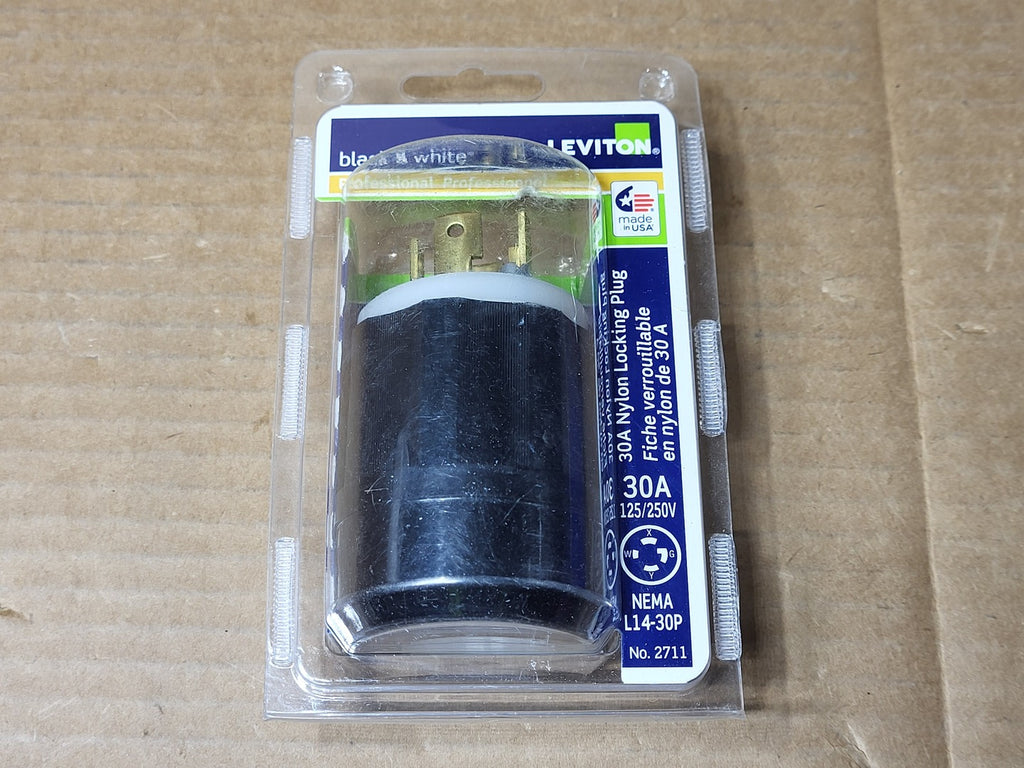 LEVITON 30 Amp Nylon Locking Plug Black & White 2711