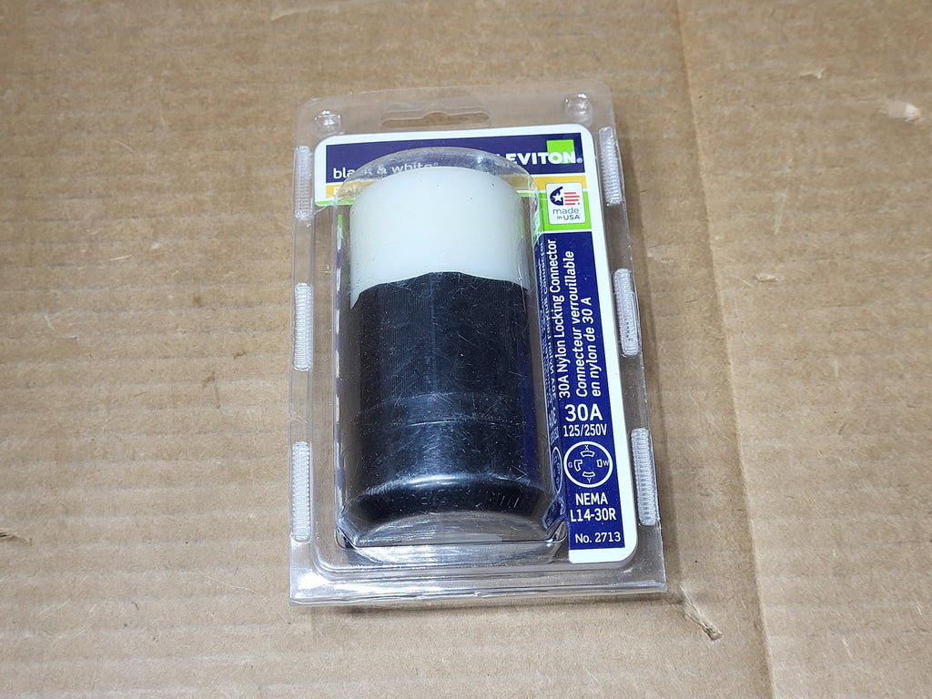 LEVITON 30 Amp Nylon Locking Connector Black & White 2713