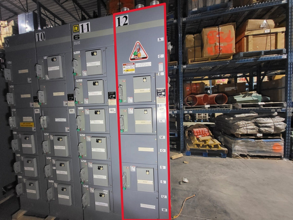 SQUARE D Model 6 Motor Control Center MCC Section, 600V, 3PH, 1200A Bus