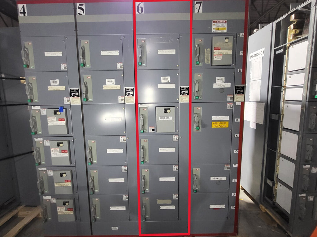 SQUARE D Model 6 Motor Control Center MCC Section, 600V, 3PH, 1200A Bus