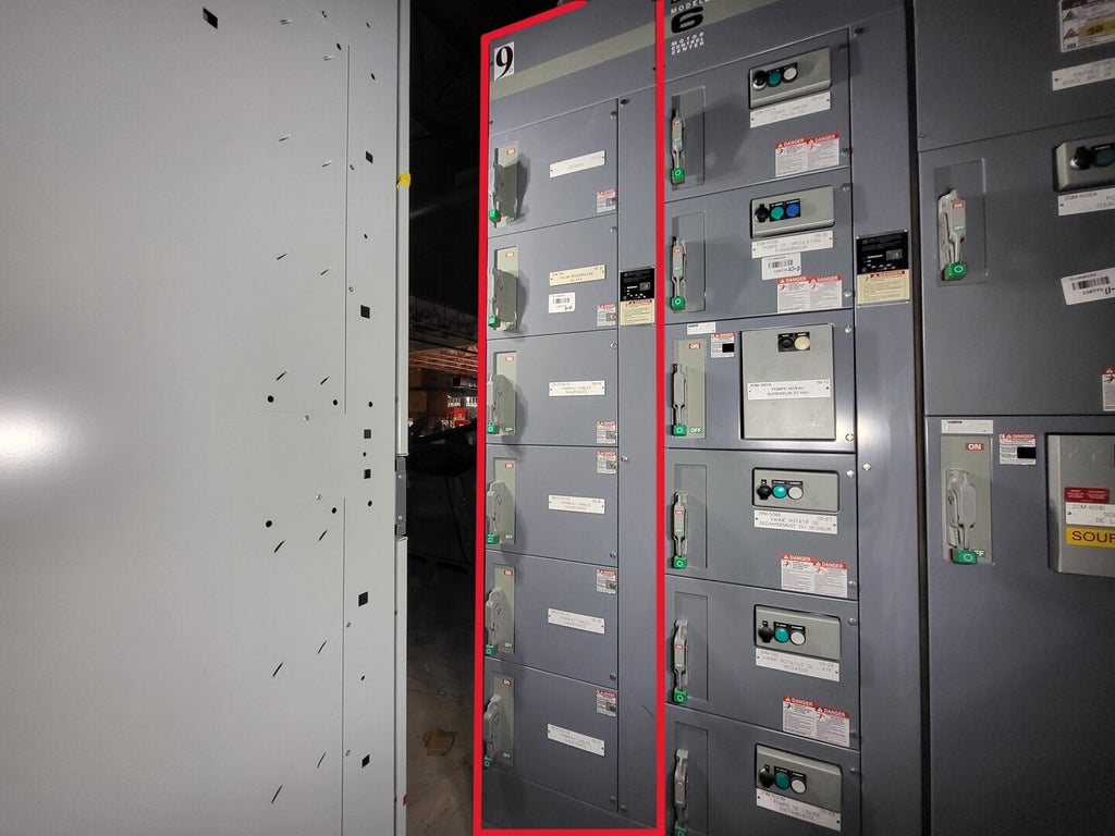 SQUARE D Model 6 Motor Control Center MCC Section, 600V, 3PH, 1200A Bus