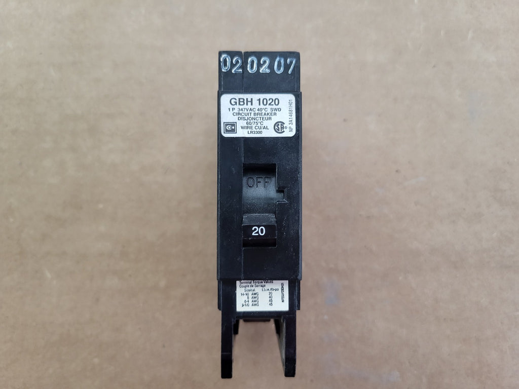 EATON 20 Amp, 1 Pole, 600 Volt Circuit Breaker GBH1020