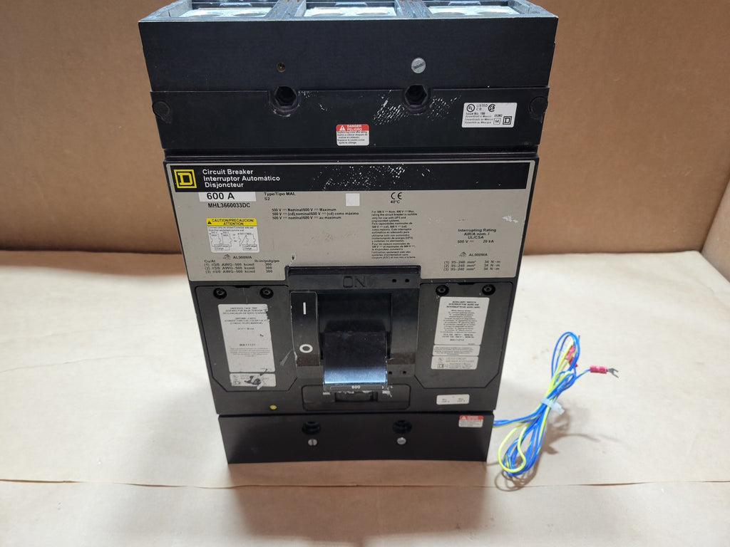 SQUARE D 600 Amp, 3 Pole, 600VDC Circuit Breaker MHL3660033DC