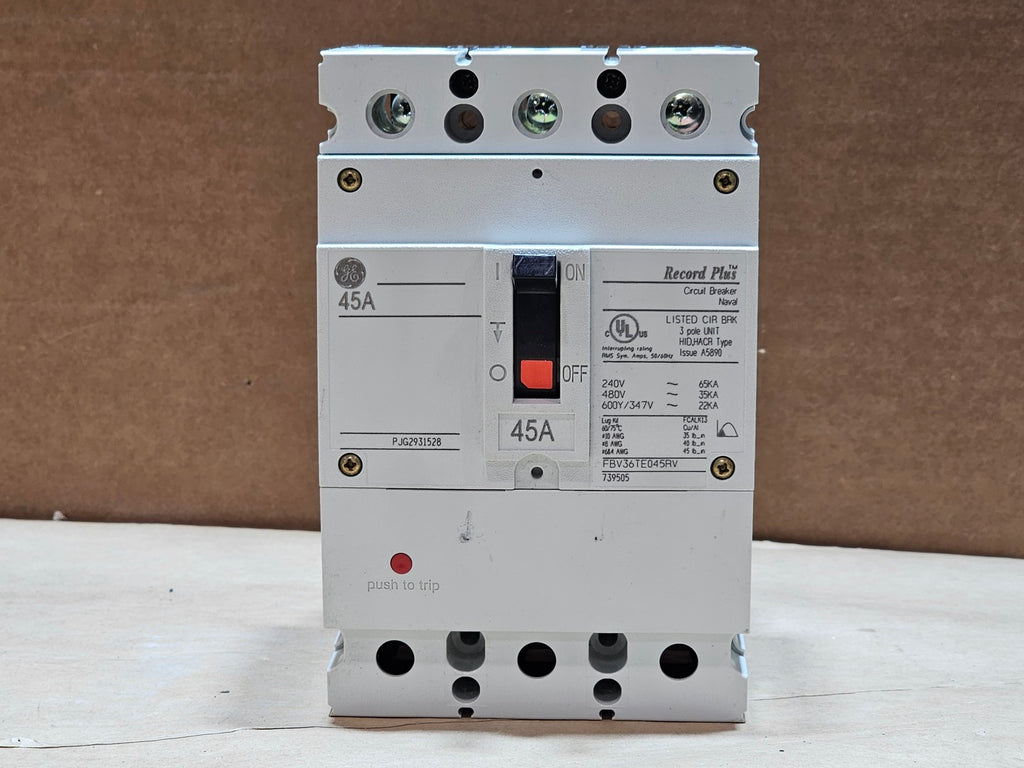 GENERAL ELECTRIC 45 Amp, 3 Pole, 600 Volts Circuit Breaker FBV36TE045RV