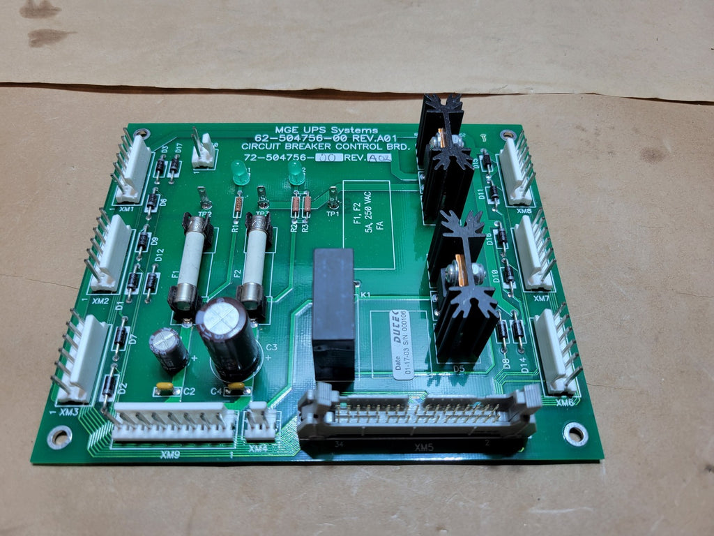 MGE Circuit Breaker Control Board 62-504756-00, Assy 72-504756-00