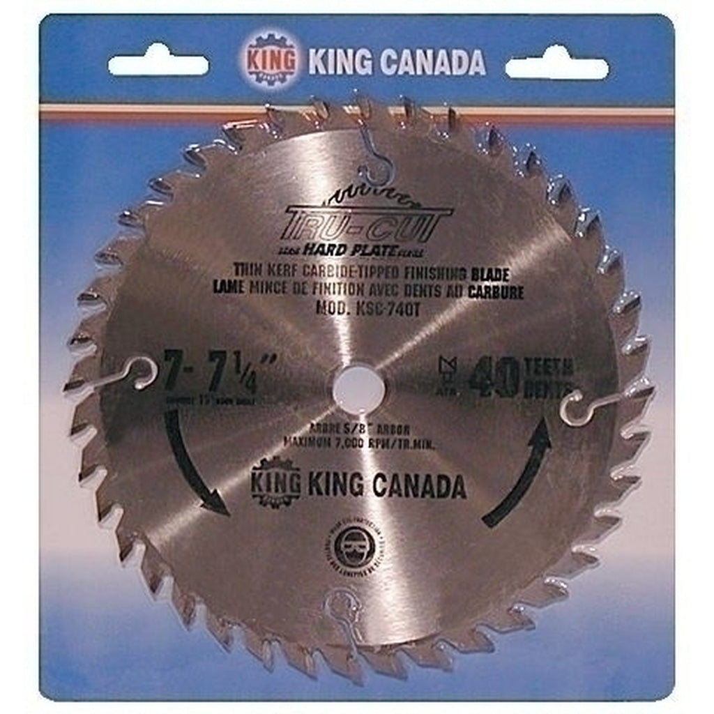 KING CANADA 7 - 7-1/4" x 40T Tungsten Carbide Tipped Saw Blade No. KSC-740T