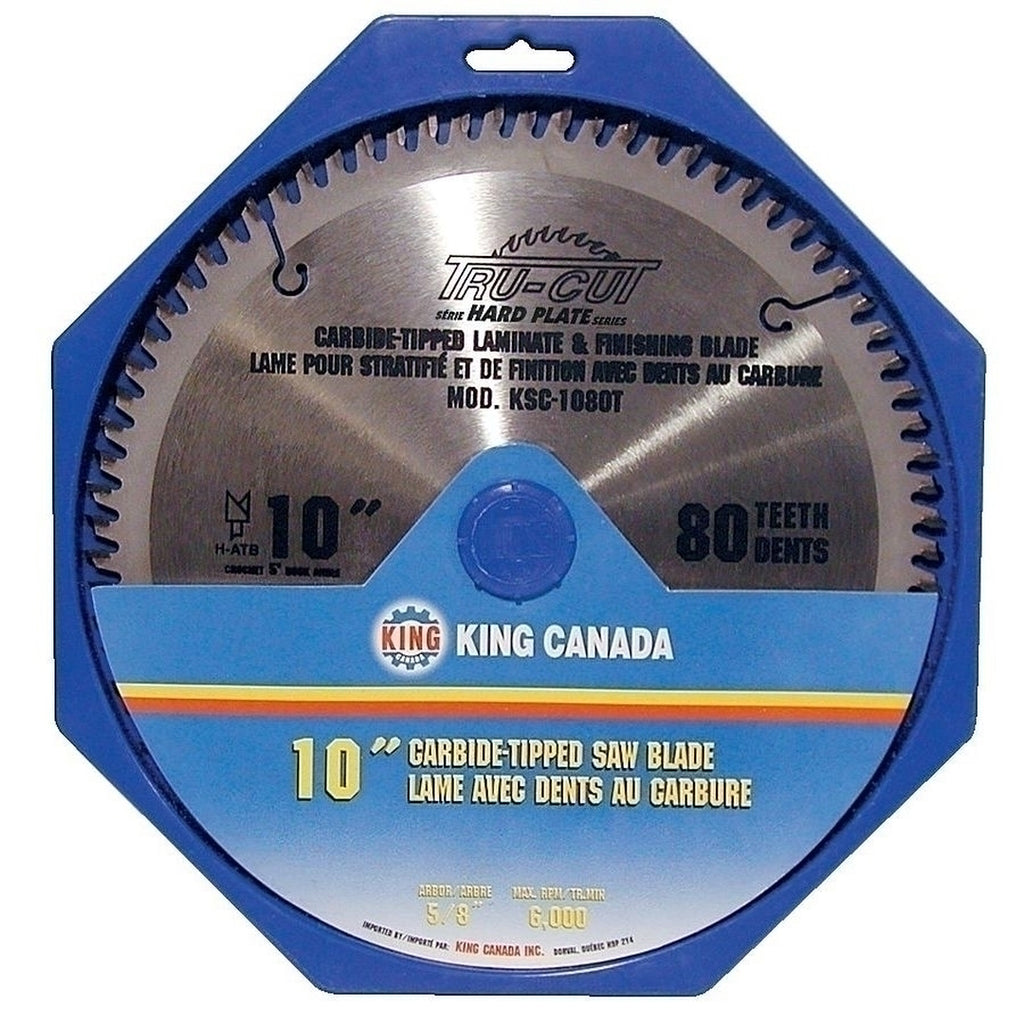 KING CANADA 10" x 80T Tungsten Carbide Tipped Saw Blade No. KSC-1080T