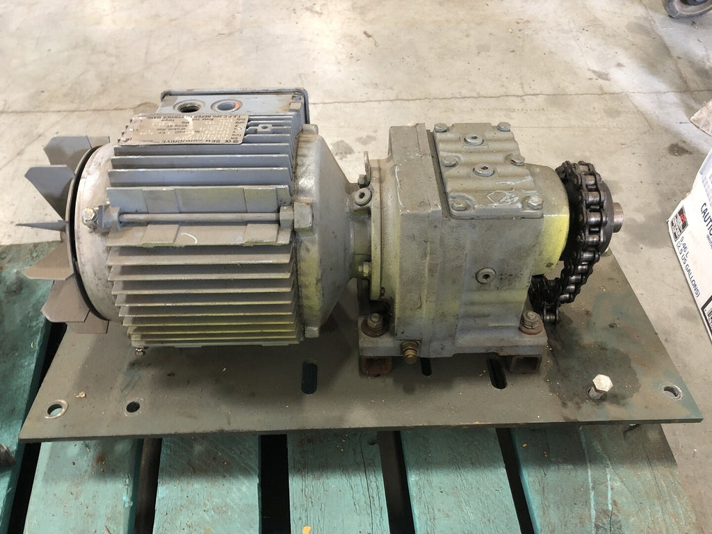 SEW 6.67:1 Ratio Gear Reducer R37A w/ 2 hp Electric Motor 