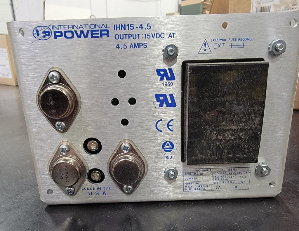INTERNATIONAL POWER 4.5 Amp 15 Volts Linear Power Supply IHN15-45